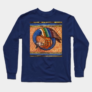 MEDIEVAL BESTIARY, SNAKE DRAGON in Gold Blue Orange Colors Long Sleeve T-Shirt